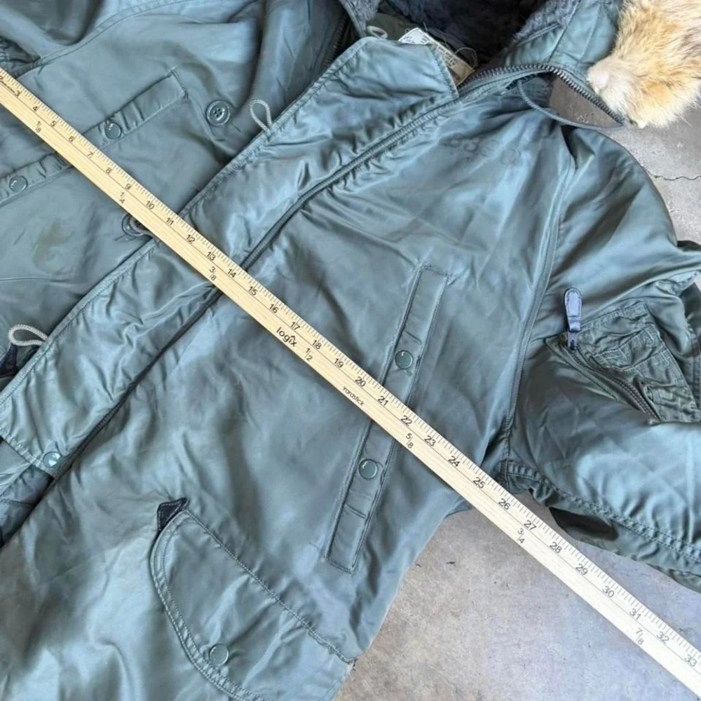 Vintage 60s sage green USAF N-3B parka flying jacket military Mens Medium